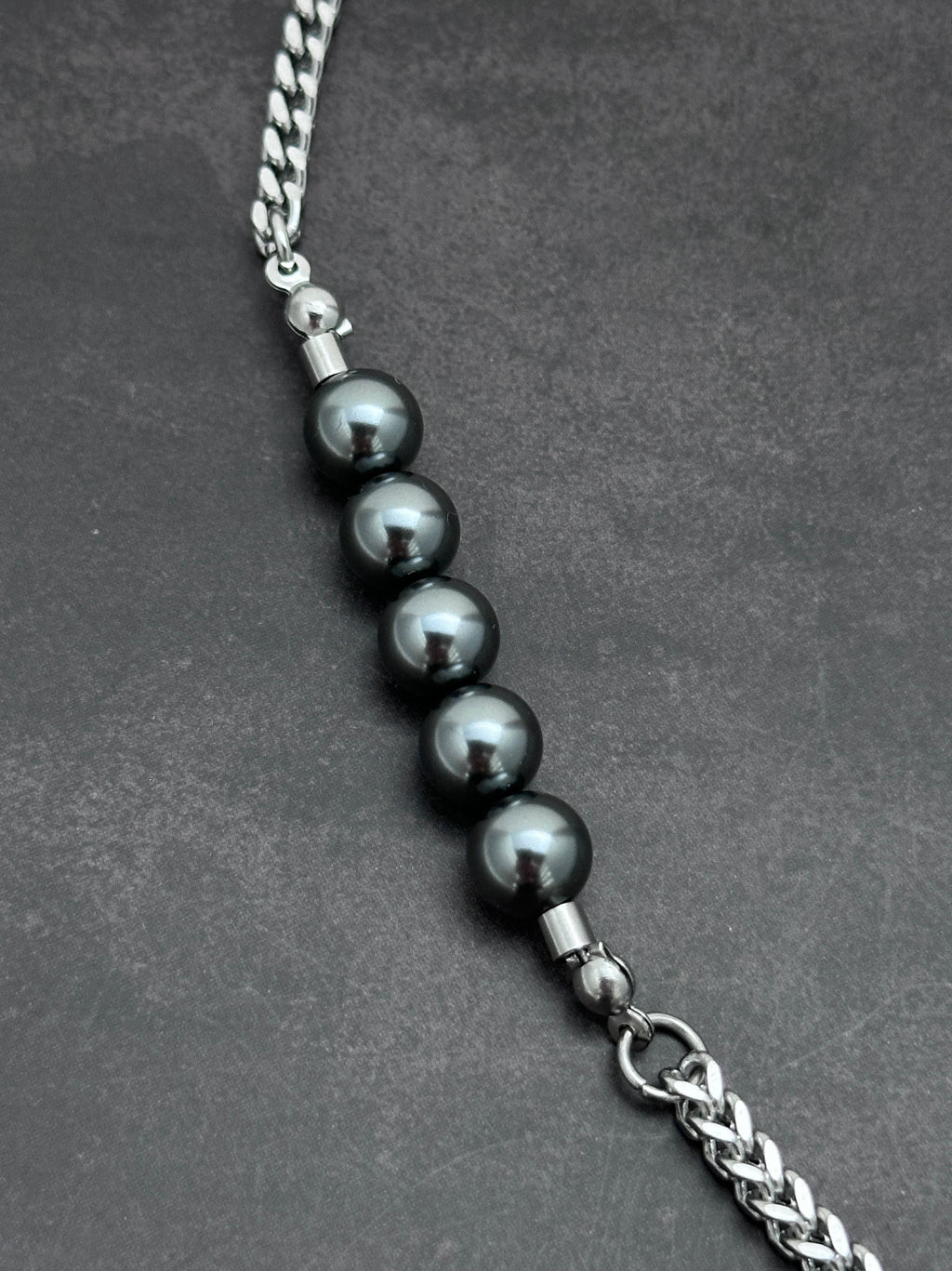 Toggle Clasp Pearl Chain Necklace & Long Bar Drop Earrings Set | Soft Industrial Gender-Neutral Jewelry