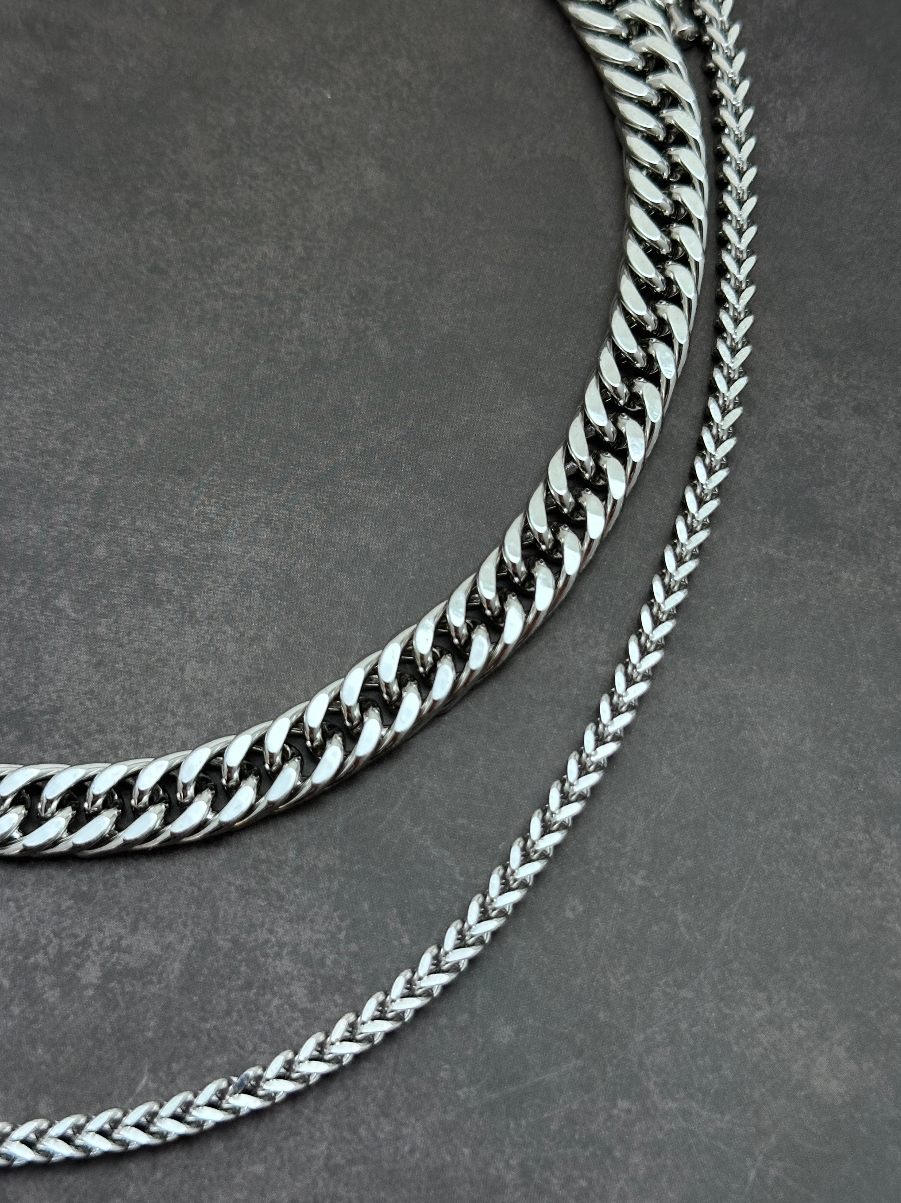 Spike Drop Punk Soft-Industrial Necklace | Double-Layer Chain Choker