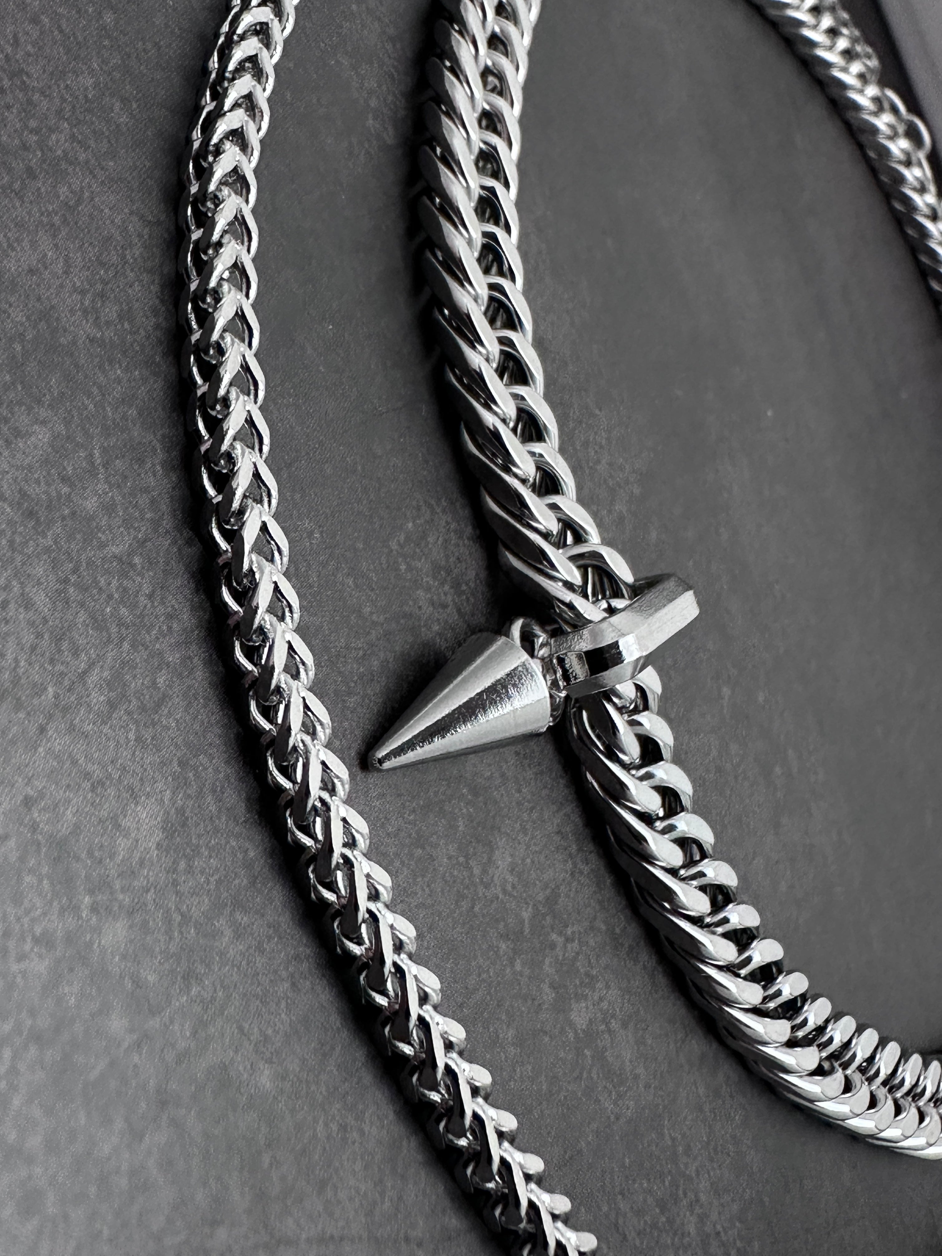 Spike Drop Punk Soft-Industrial Necklace | Double-Layer Chain Choker