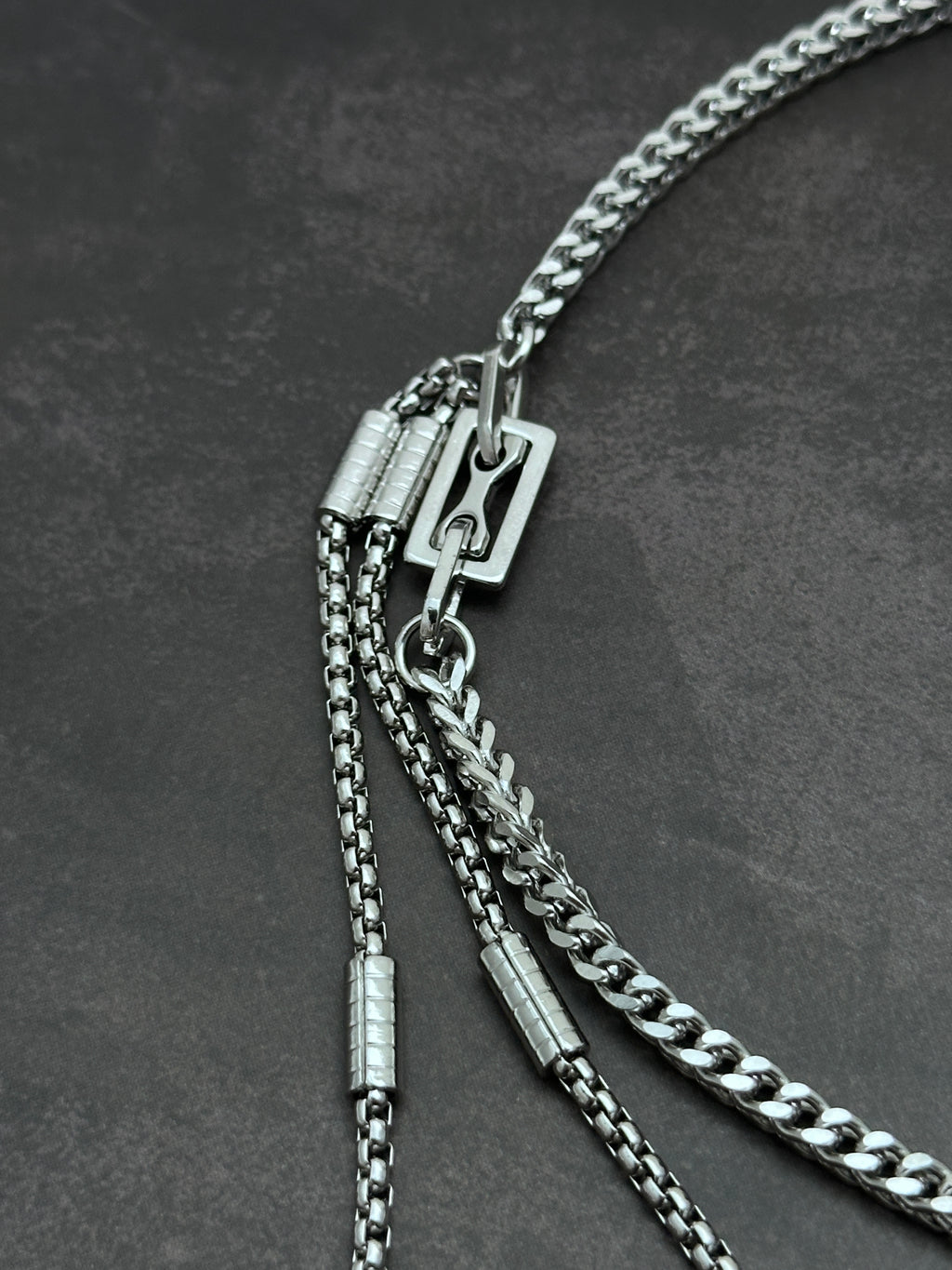 Galaxy Orbit Layered Necklace | Dark Grey Pearl Soft-Industrial Y Necklace