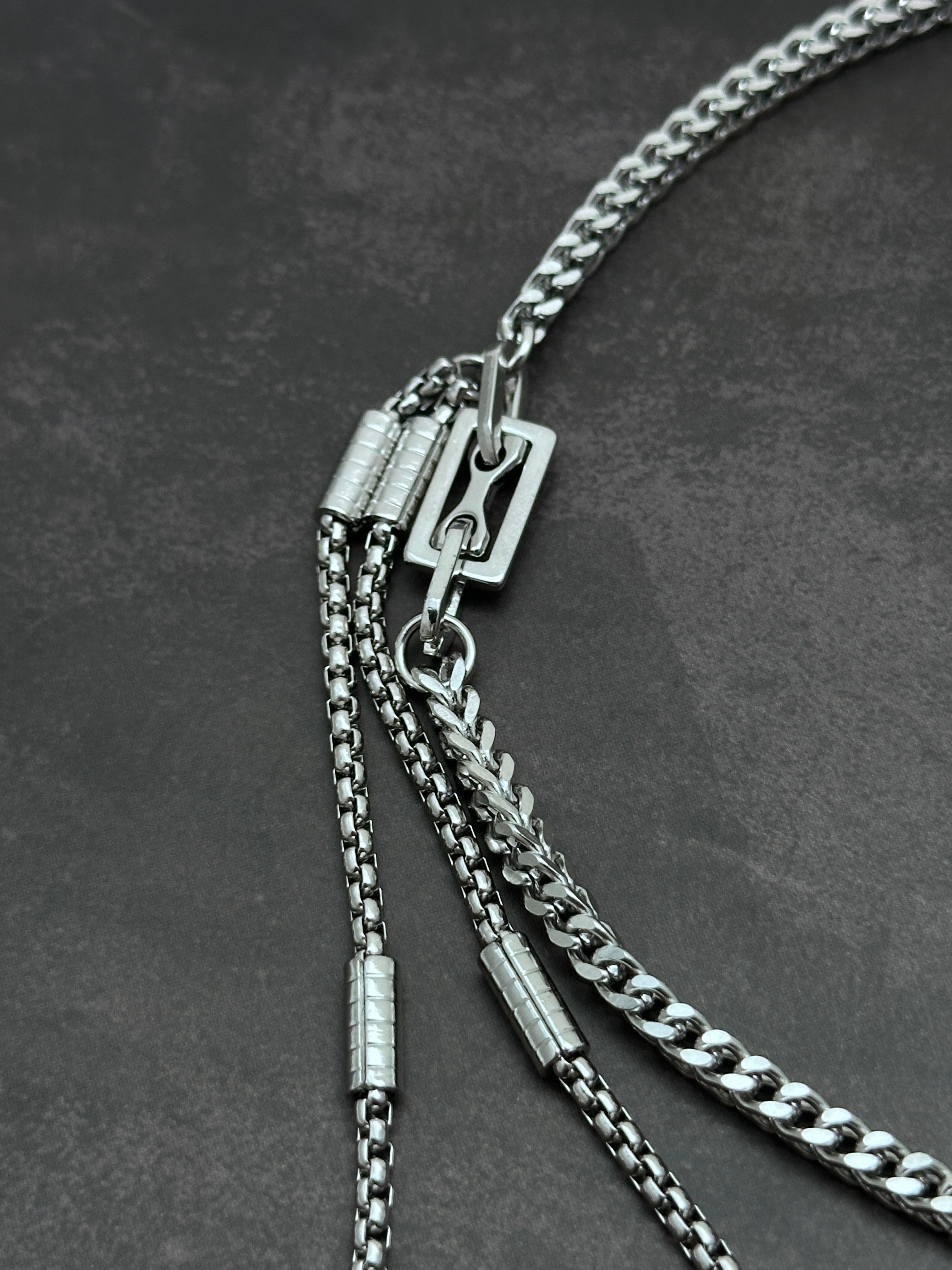 Galaxy Orbit Layered Necklace | Dark Grey Pearl Soft-Industrial Y Necklace