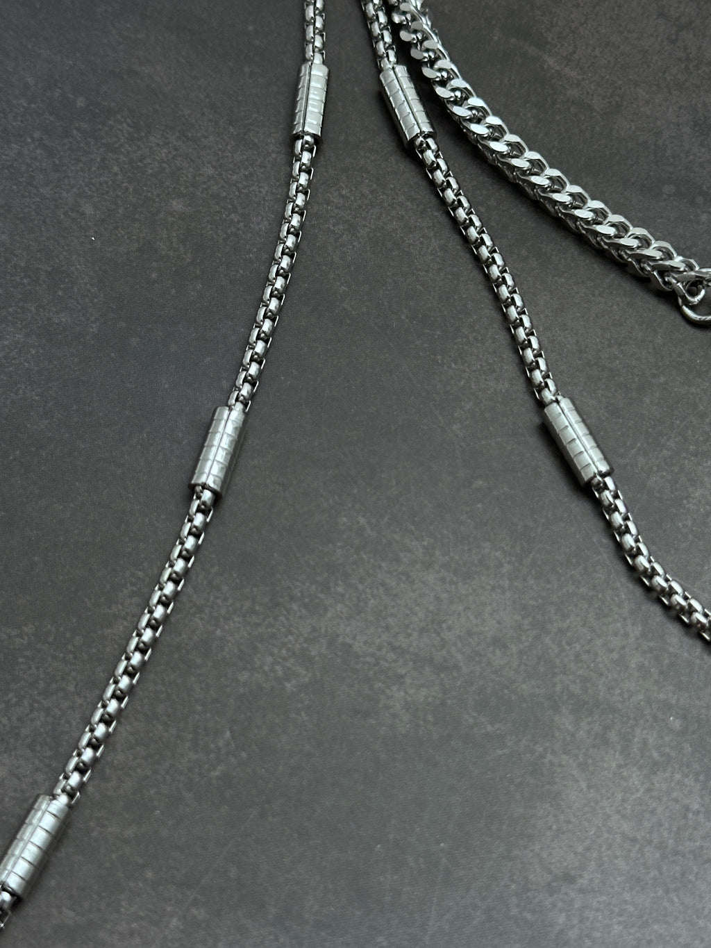 Galaxy Orbit Layered Necklace | Dark Grey Pearl Soft-Industrial Y Necklace