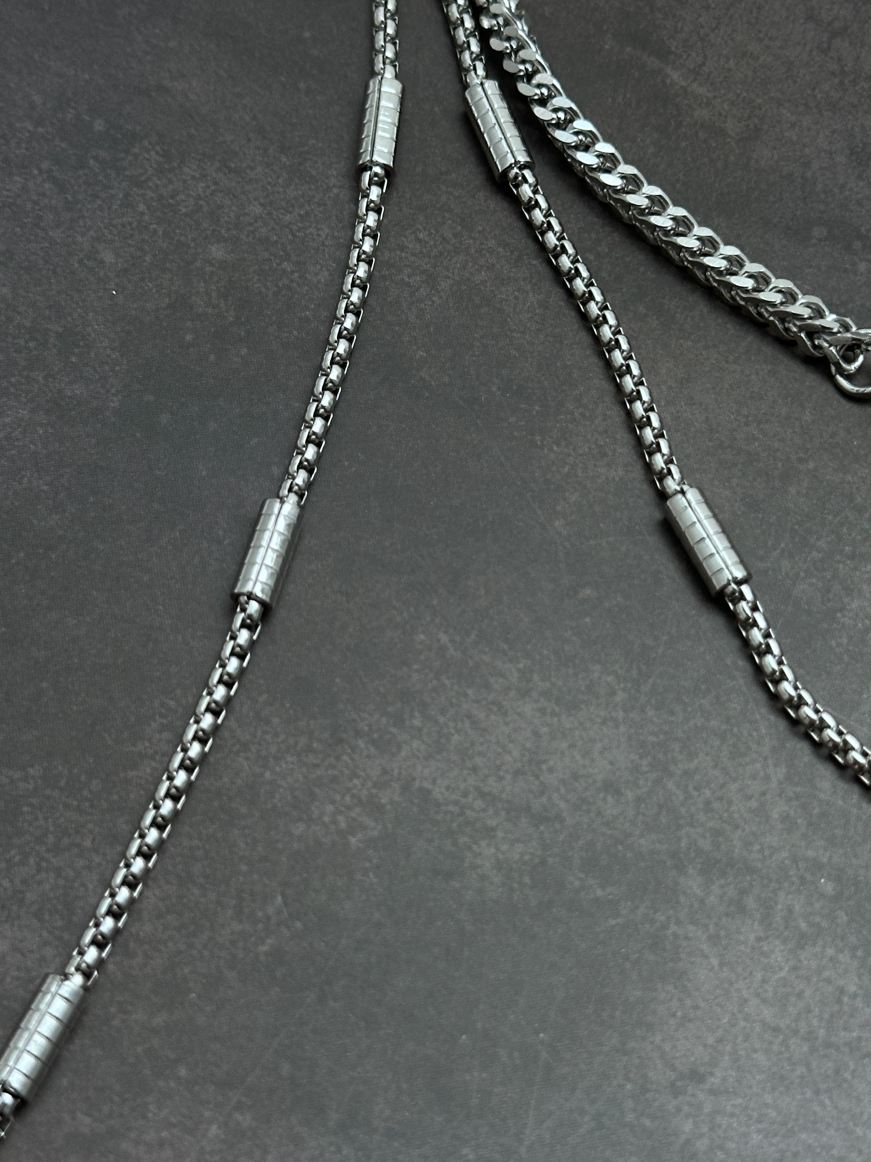 Galaxy Orbit Layered Necklace | Dark Grey Pearl Soft-Industrial Y Necklace