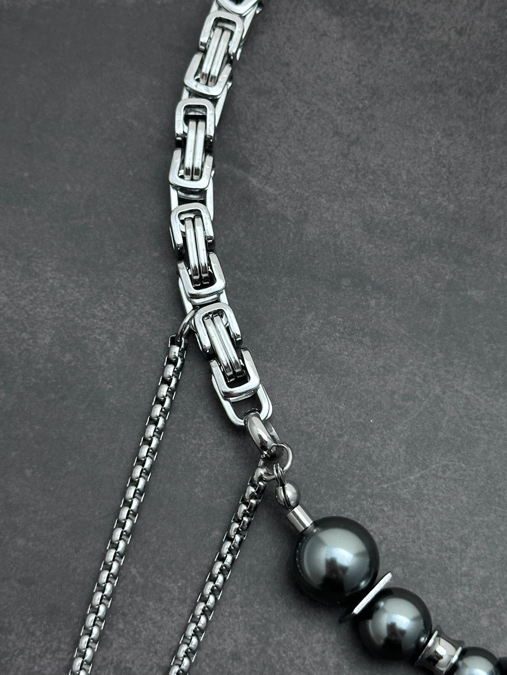Square Heart Double Drop Industrial Necklace with Elegant Strength