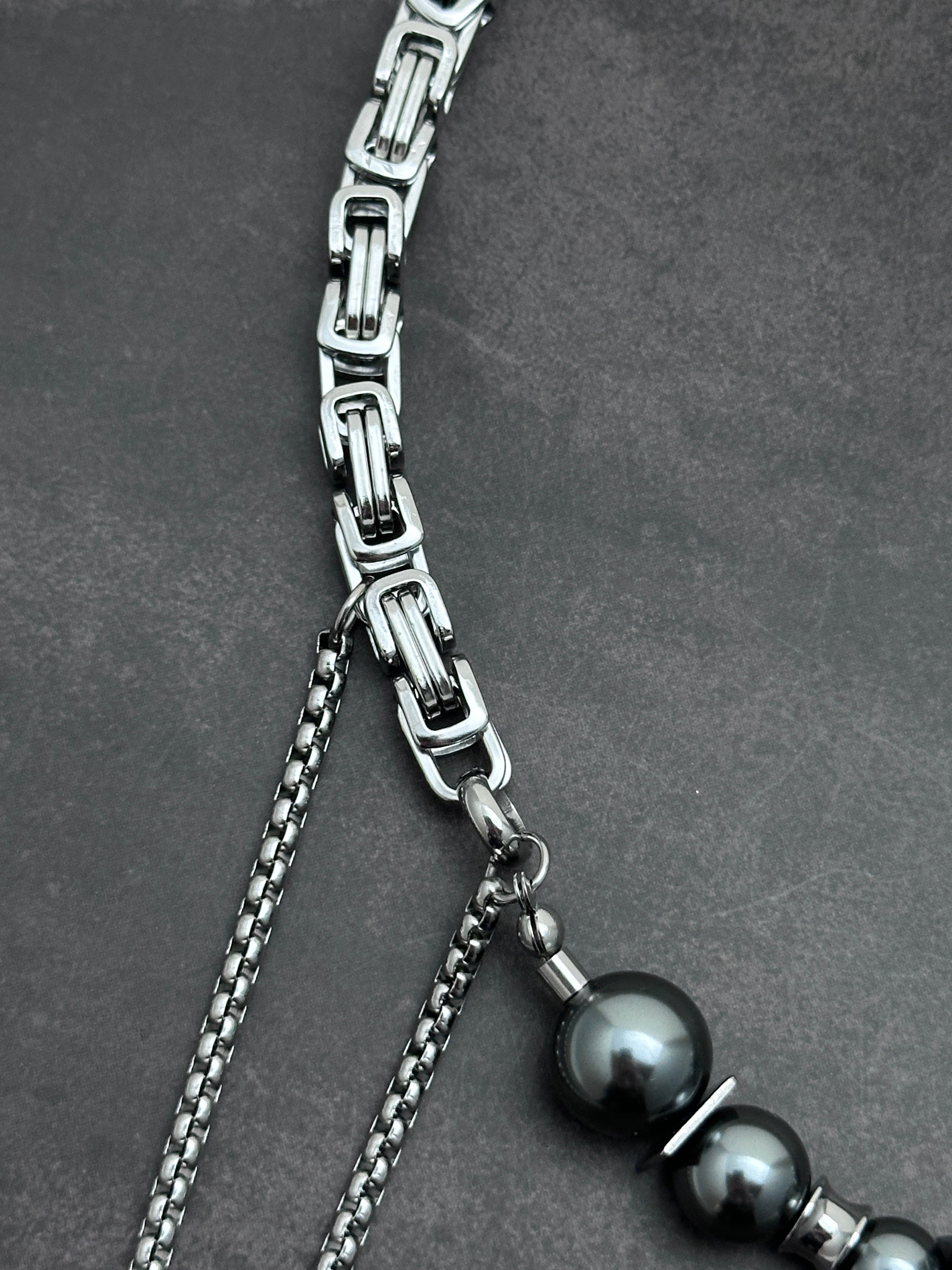 Square Heart Double Drop Industrial Necklace with Elegant Strength