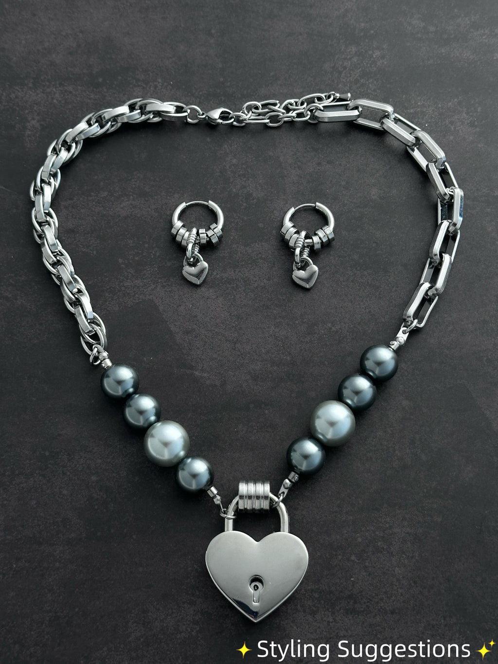 Hoop Heart Drop Earrings | Soft-Industrial Unisex Earrings with Strength