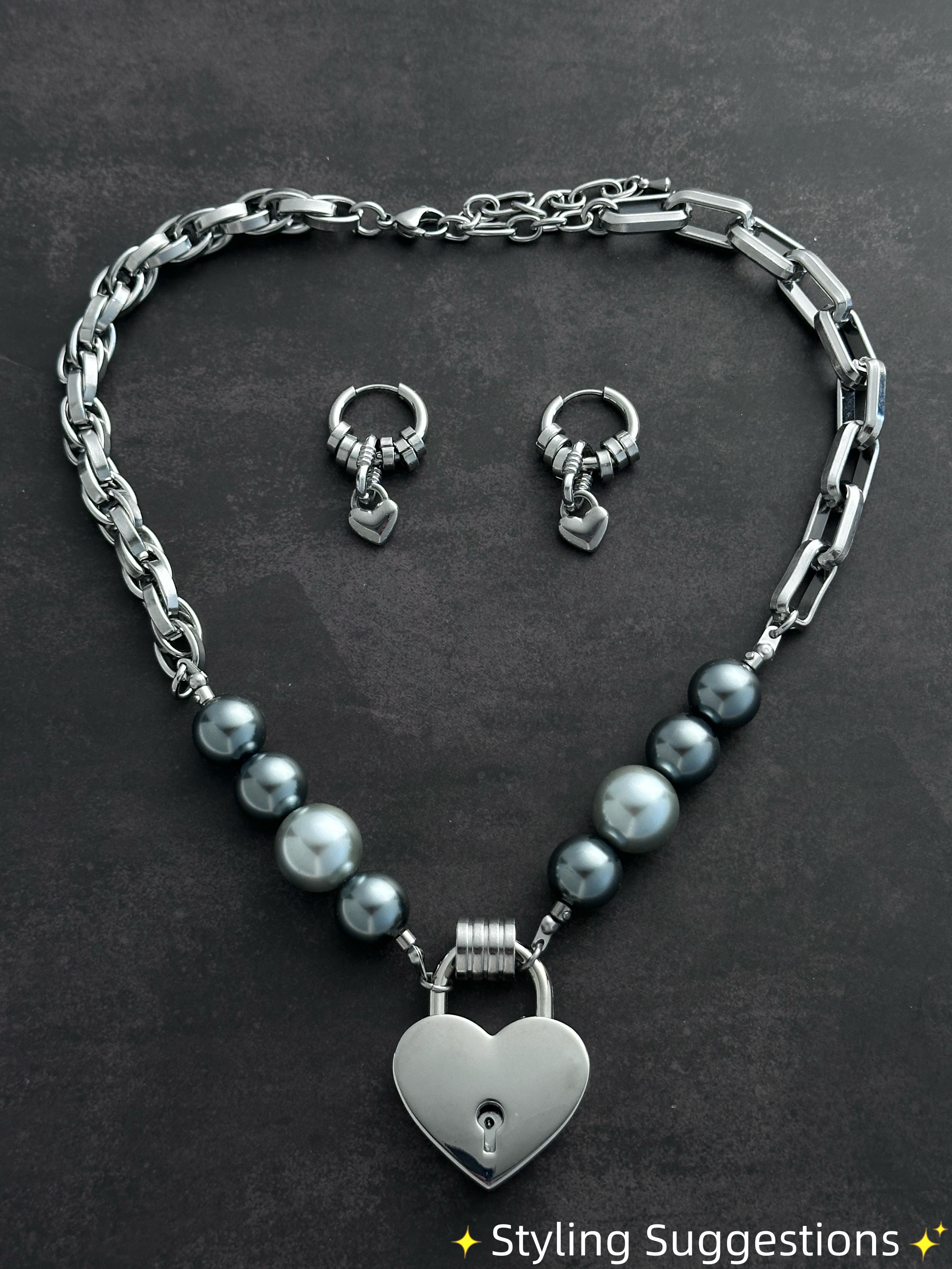 Hoop Heart Drop Earrings | Soft-Industrial Unisex Earrings with Strength