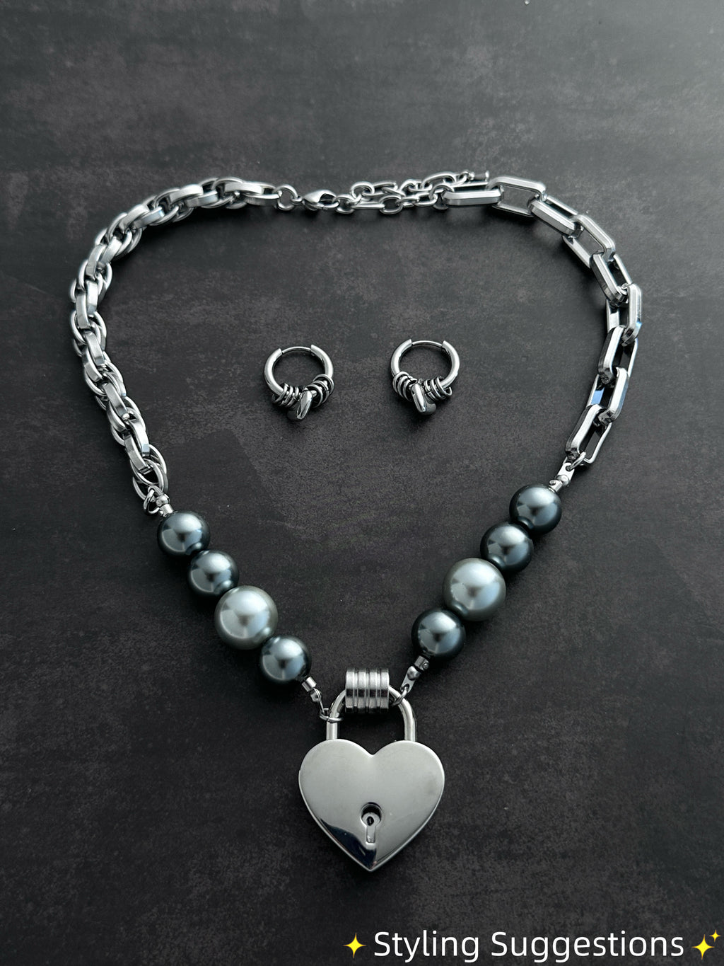 Hoop Heart Drop Earrings | Soft-Industrial Unisex Earrings with Strength