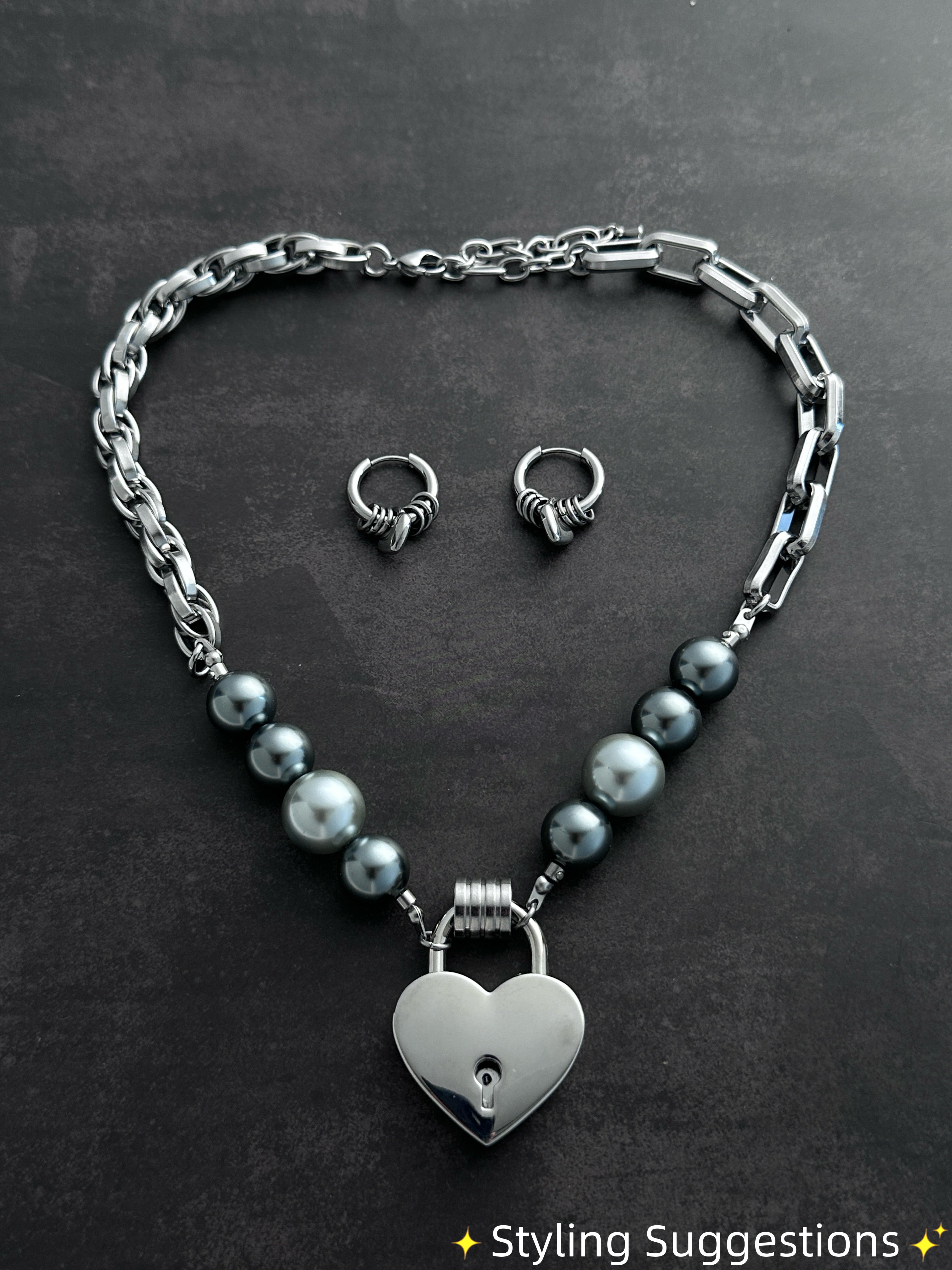 Hoop Heart Drop Earrings | Soft-Industrial Unisex Earrings with Strength