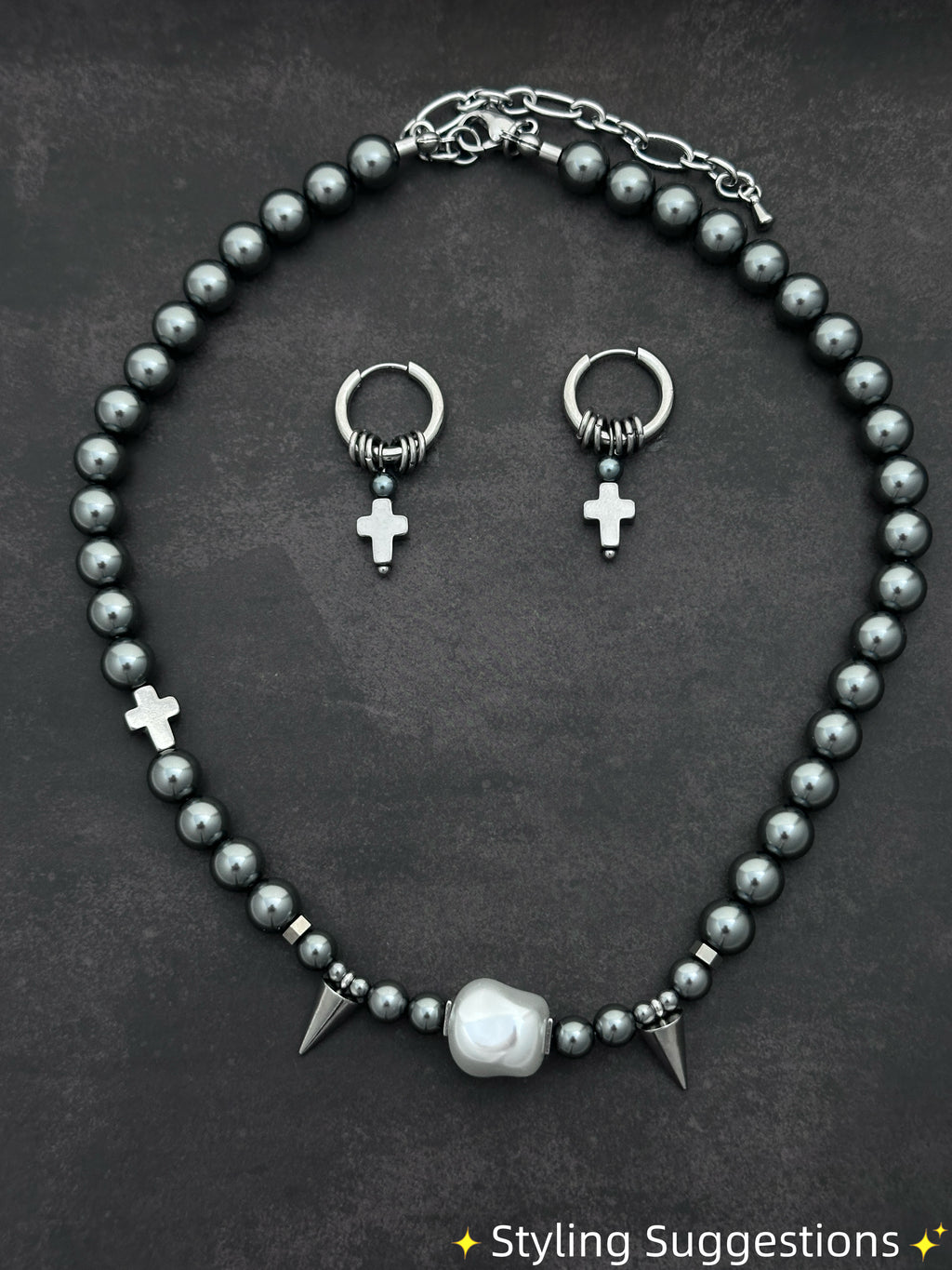 Hoop Cross Drop Earrings | Soft-Industrial Unisex Earrings with Strength