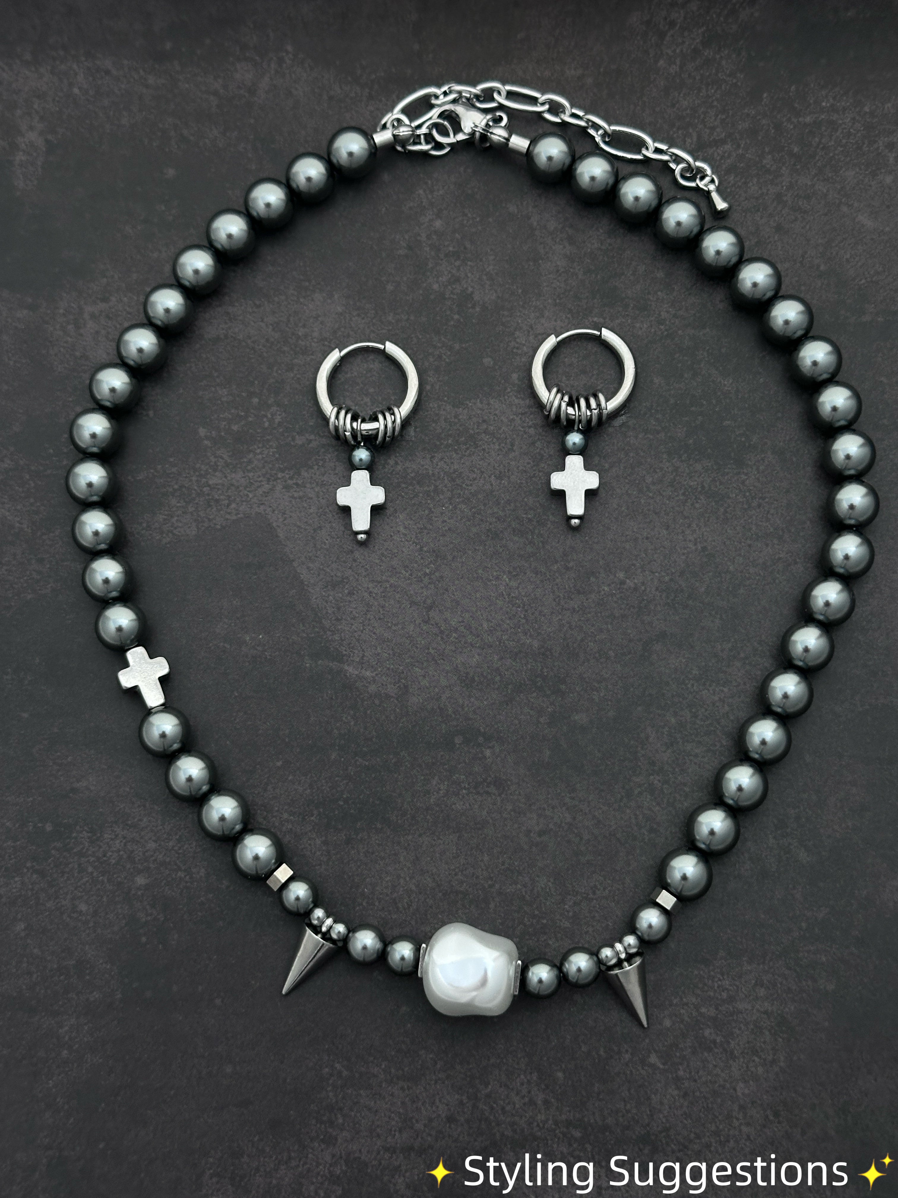 Hoop Cross Drop Earrings | Soft-Industrial Unisex Earrings with Strength