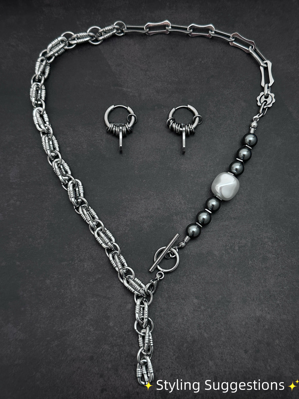 Hoop Bone Drop Earrings | Soft-Industrial Unisex Earrings with Strength