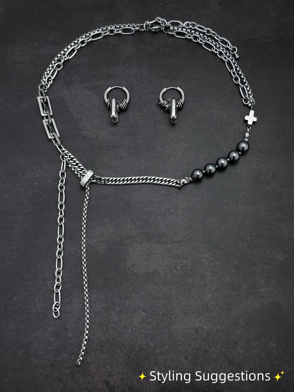 Hoop Bar Drop Earrings | Soft-Industrial Unisex Earrings with Strength