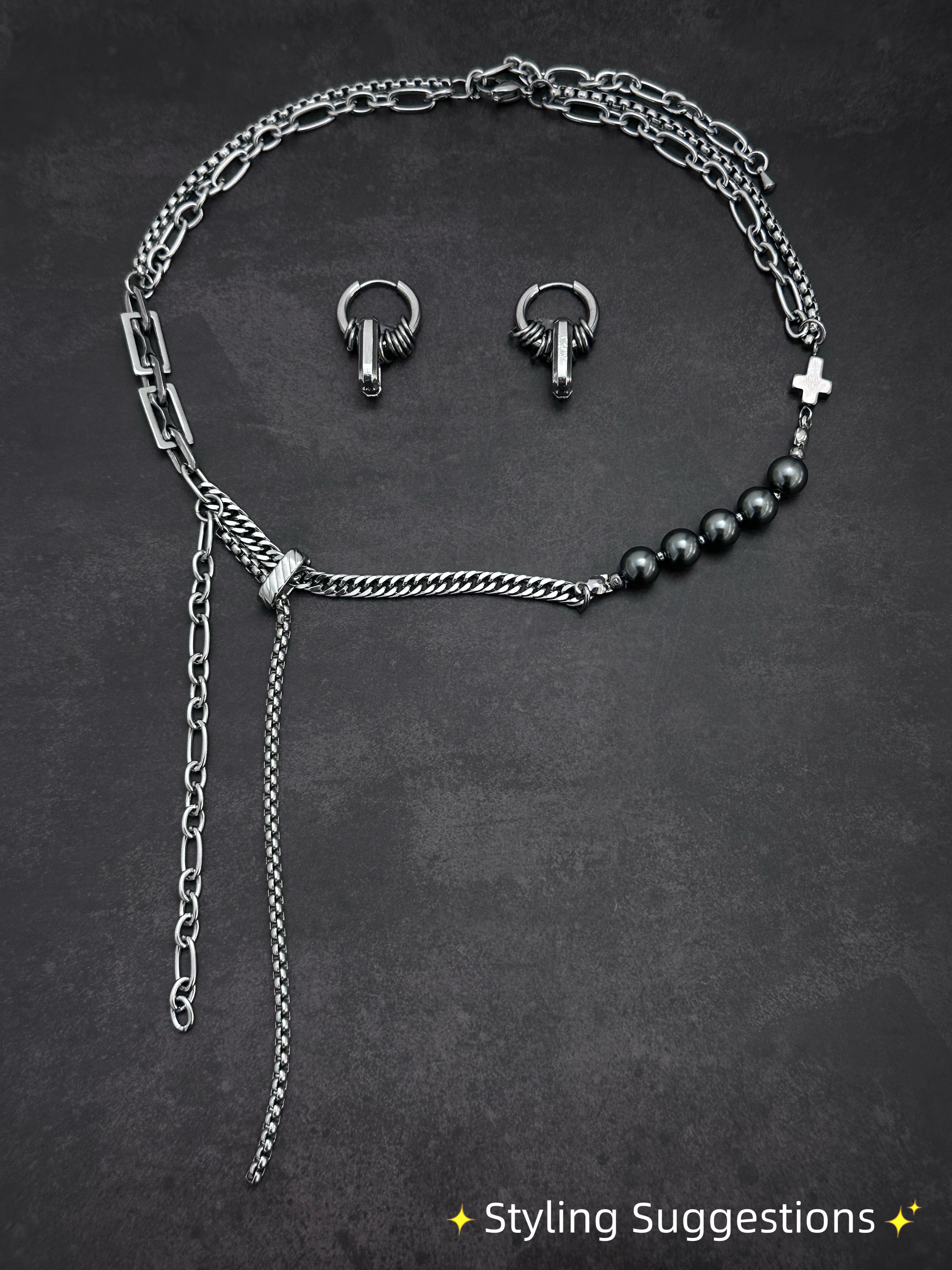 Hoop Bar Drop Earrings | Soft-Industrial Unisex Earrings with Strength