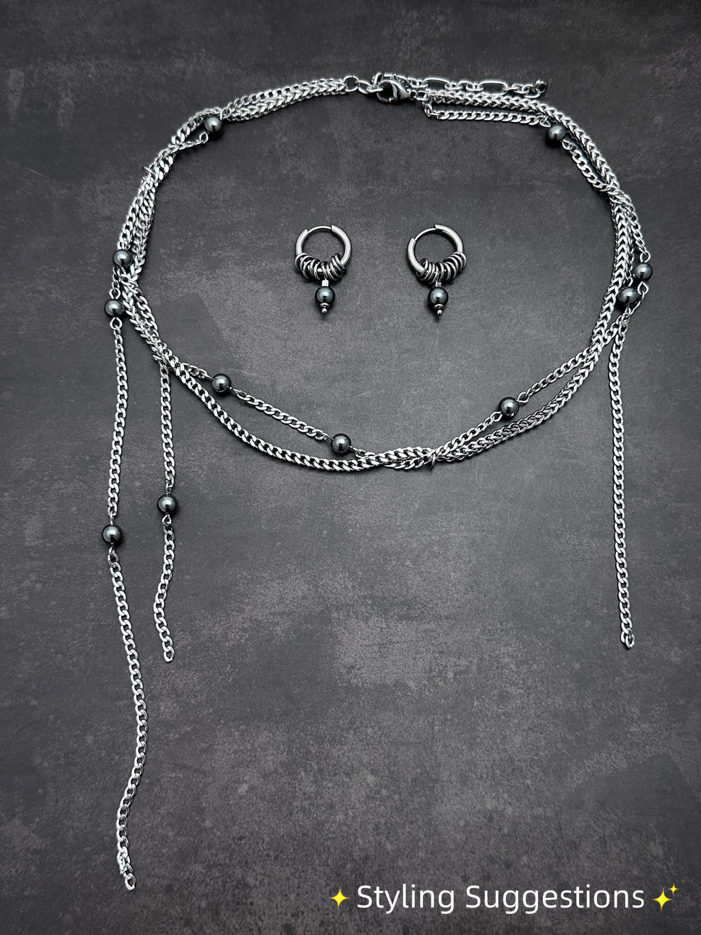 Hoop Pearl Drop Earrings | Soft-Industrial Unisex Earrings with Strength