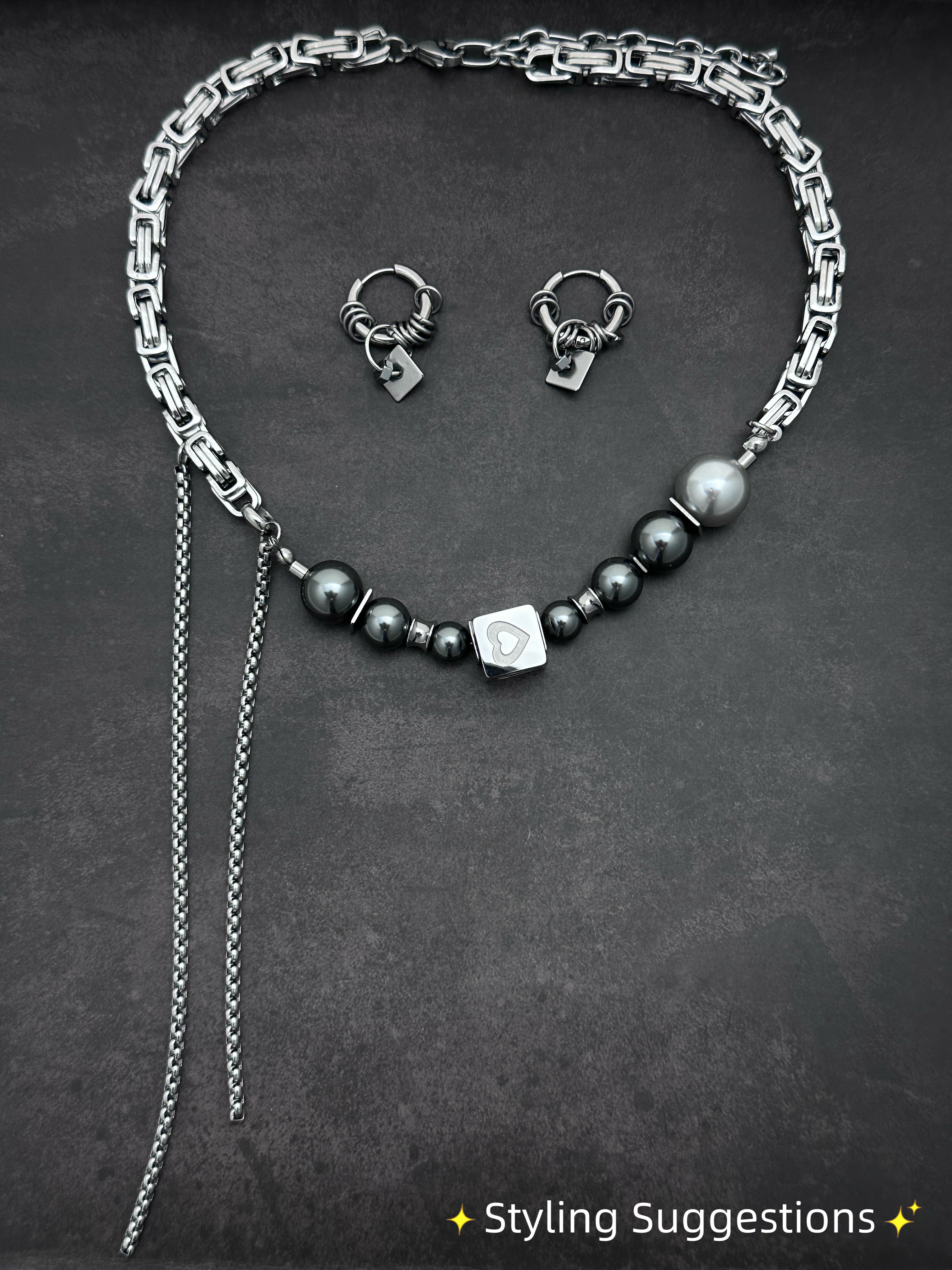 Hoop Geometric Drop Earrings | Soft-Industrial Unisex Earrings with Strength
