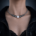 Graduated Pearl Statement Necklace | Soft-Industrial Necklace with Elegant Strength