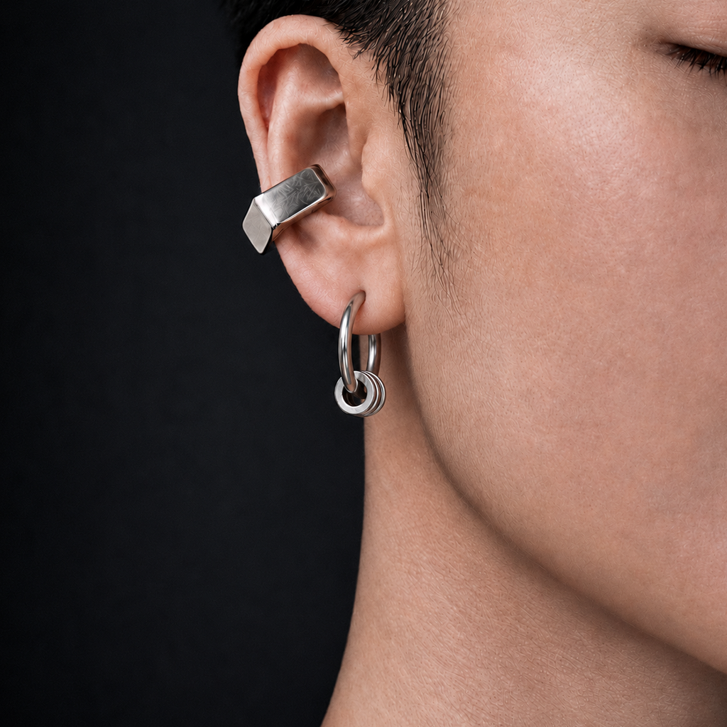Hoop Cylinder Earrings | Mechanical Soft-Industrial Unisex Earrings