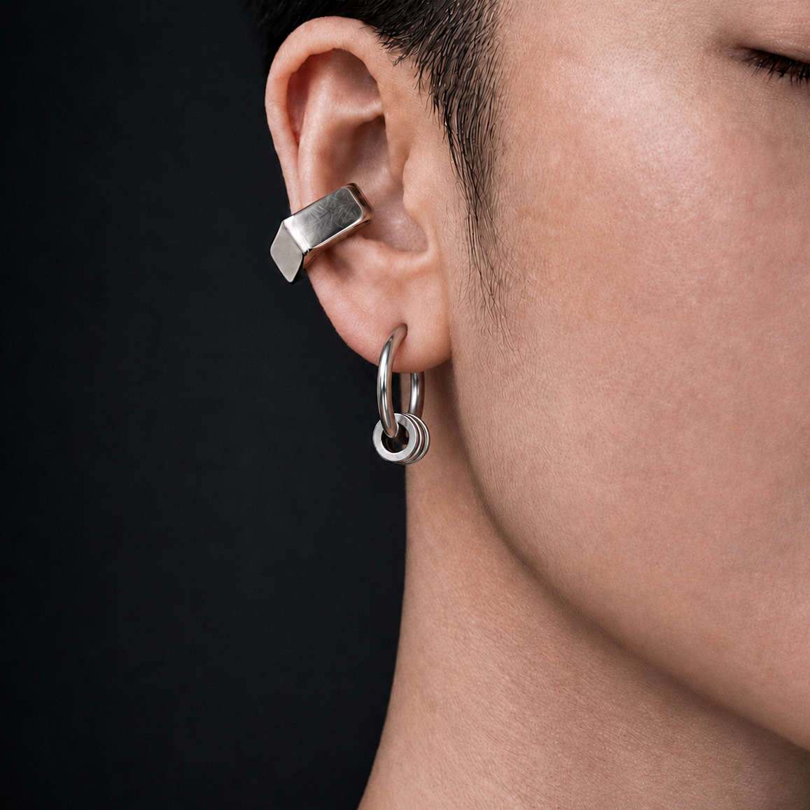 Hoop Cylinder Earrings | Mechanical Soft-Industrial Unisex Earrings