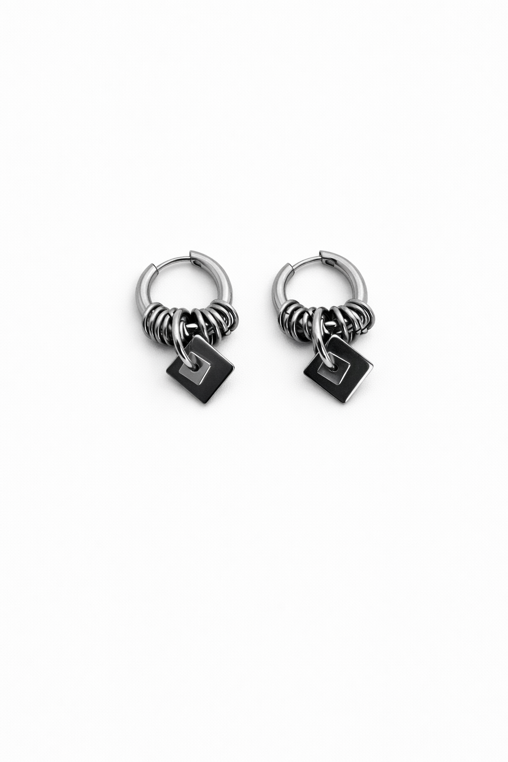 Hoop Geometric Drop Earrings | Soft-Industrial Unisex Earrings with Strength