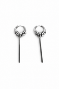 Silver Hoop Bar Earrings | Mechanical Soft-Industrial Unisex Earrings