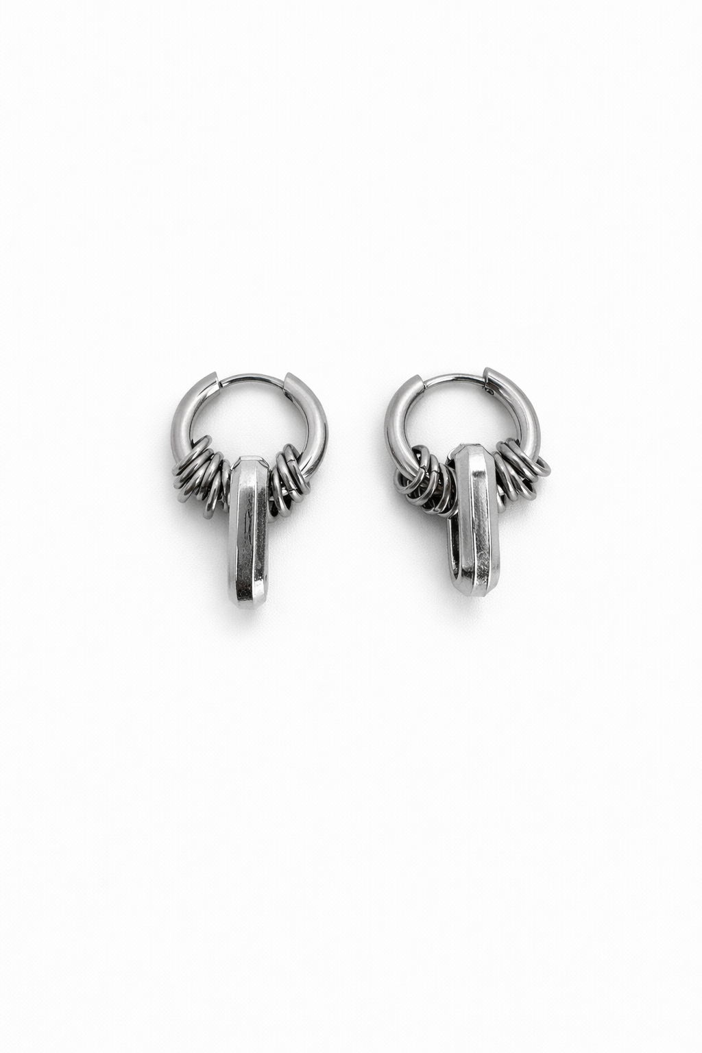 Hoop Bar Drop Earrings | Soft-Industrial Unisex Earrings with Strength