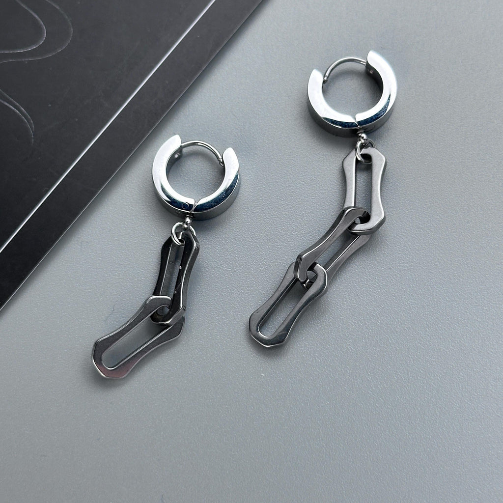 Hoop Bone Chain Earrings | Soft Industrial Gender-Neutral Jewelry