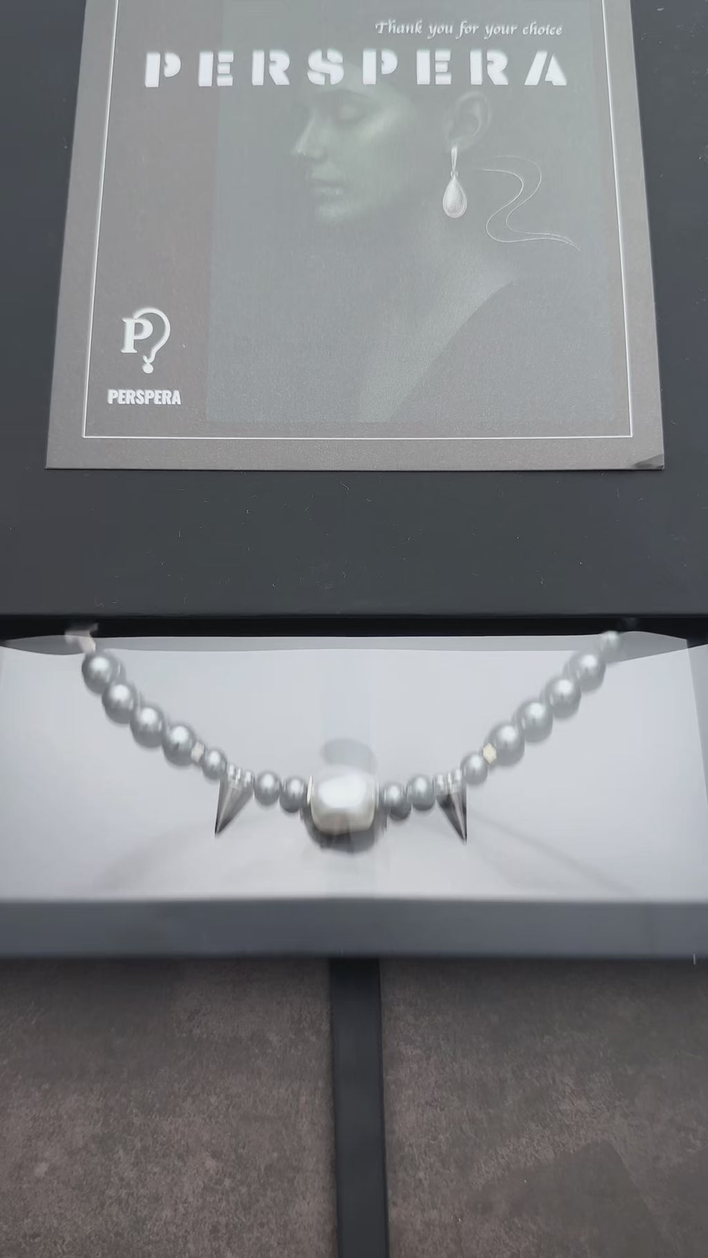 Vampire Fang Dark Grey Pearl Soft-Industrial Statement Necklace