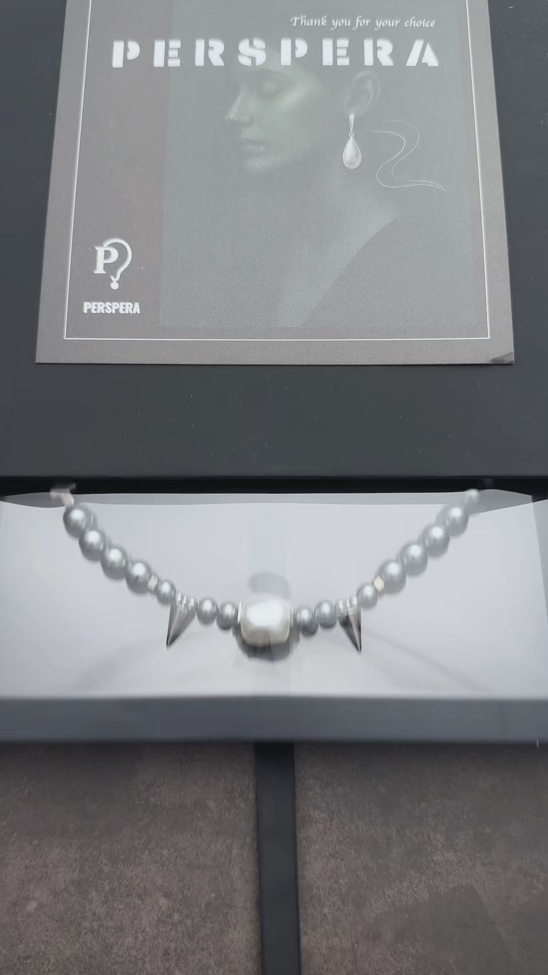 Vampire Fang Dark Grey Pearl Soft-Industrial Statement Necklace