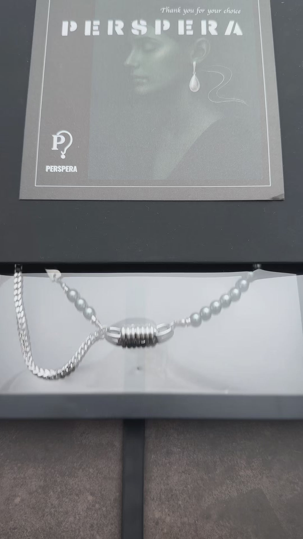 Mechanical Chain Soft-Industrial Necklac | Dark Grey Pearls  Statement Necklac